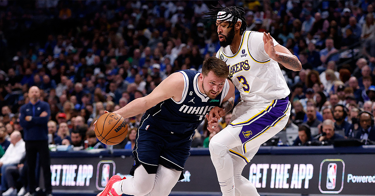 Doncic, Davis swapped - Luka Doncic #77 of the Dallas Mavericks handles the ball against Anthony Davis #3 of the Los Angeles Lakers in the first half of the game at American Airlines Center on February 26, 2023 in Dallas, Texas. The Dallas Mavericks welcomed Anthony Davis to the franchise on February 2, 2025, following the blockbuster deal that will see Luka Doncic move to the Los Angeles Lakers in one of the most jaw-dropping trades in NBA history. (Photo by Ron Jenkins / GETTY IMAGES NORTH AMERICA / AFP)